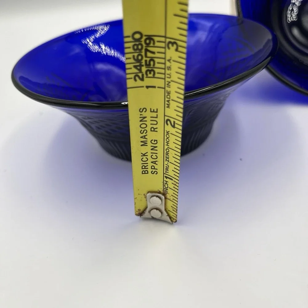 Small Vibrant Cobalt Blue Vintage Glass Bowls 5.25
